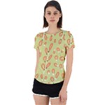 Pattern Leaves Print Background Back Cut Out Sport T-Shirt