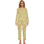 Pattern Leaves Print Background Womens  Long Sleeve Lightweight Pajamas Set