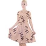 Leaves Plants Dots Pattern Quarter Sleeve A-Line Dress