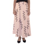 Leaves Plants Dots Pattern Flared Maxi Skirt