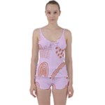 Elements Scribbles Wiggly Lines Retro Vintage Tie Front Two Piece Tankini