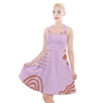 Elements Scribbles Wiggly Lines Retro Vintage Halter Party Swing Dress 