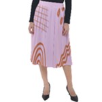 Elements Scribbles Wiggly Lines Retro Vintage Classic Velour Midi Skirt 