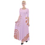 Elements Scribbles Wiggly Lines Retro Vintage Half Sleeves Maxi Dress