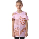 Elements Scribbles Wiggly Lines Retro Vintage Fold Over Open Sleeve Top
