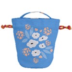 Doodle Flowers Leaves Plant Design Drawstring Bucket Bag