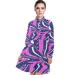 Texture Multicolour Grunge Long Sleeve Chiffon Shirt Dress