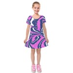 Texture Multicolour Grunge Kids  Short Sleeve Velvet Dress