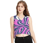 Texture Multicolour Grunge V-Neck Cropped Tank Top