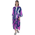 Texture Multicolour Grunge Maxi Satin Kimono
