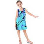 Mint Background Swirl Blue Black Kids  Sleeveless Dress