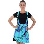 Mint Background Swirl Blue Black Velvet Suspender Skater Skirt