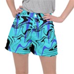 Mint Background Swirl Blue Black Women s Ripstop Shorts