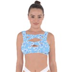 Flowers Pattern Print Floral Cute Bandaged Up Bikini Top