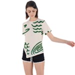 Elements Scribbles Wiggly Lines Asymmetrical Short Sleeve Sports T-Shirt