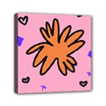 Doodle Flower Sparkles Orange Pink Mini Canvas 6  x 6  (Stretched)