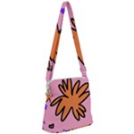 Doodle Flower Sparkles Orange Pink Zipper Messenger Bag