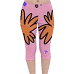 Doodle Flower Sparkles Orange Pink Velvet Capri Leggings 