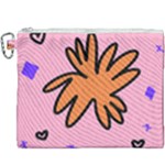 Doodle Flower Sparkles Orange Pink Canvas Cosmetic Bag (XXXL)