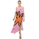 Doodle Flower Sparkles Orange Pink Maxi Chiffon Cover Up Dress