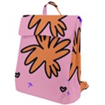 Doodle Flower Sparkles Orange Pink Flap Top Backpack