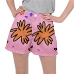 Doodle Flower Sparkles Orange Pink Women s Ripstop Shorts
