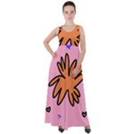 Doodle Flower Sparkles Orange Pink Empire Waist Velour Maxi Dress