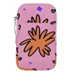 Doodle Flower Sparkles Orange Pink Waist Pouch (Small)
