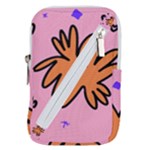 Doodle Flower Sparkles Orange Pink Belt Pouch Bag (Small)