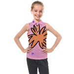 Doodle Flower Sparkles Orange Pink Kids  Sleeveless Polo T-Shirt