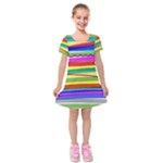 Print Ink Colorful Background Kids  Short Sleeve Velvet Dress
