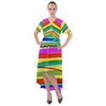 Print Ink Colorful Background Front Wrap High Low Dress