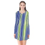 Texture Multicolour Gradient Grunge Long Sleeve V-neck Flare Dress