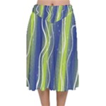 Texture Multicolour Gradient Grunge Velvet Flared Midi Skirt