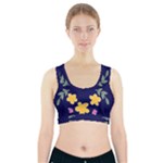 Doodle Flower Leaves Plant Design Sports Bra With Pocket