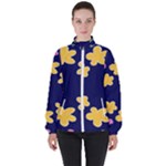 Doodle Flower Leaves Plant Design Women s High Neck Windbreaker