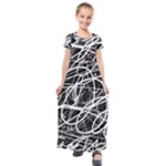 Flower Print Doodle Pattern Floral Kids  Short Sleeve Maxi Dress