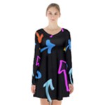 Colorful Arrows Kids Pointer Long Sleeve Velvet V-neck Dress