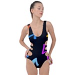 Ink Brushes Texture Grunge Side Cut Out Swimsuit