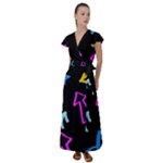 Colorful Arrows Kids Pointer Flutter Sleeve Maxi Dress