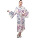 Boho Bohemian Leaves Branch Beige Maxi Velvet Kimono