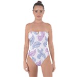 Leaves Line Art Background Tie Back One Piece Swimsuit