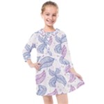 Leaves Line Art Background Kids  Quarter Sleeve Shirt Dress