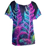 Spring Flower Neon Wallpaper Women s Oversized T-Shirt