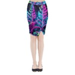 Spring Flower Neon Wallpaper Midi Wrap Pencil Skirt