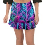 Spring Flower Neon Wallpaper Fishtail Mini Chiffon Skirt