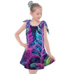 Spring Flower Neon Wallpaper Kids  Tie Up Tunic Dress