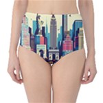 Skyscrapers City Usa Classic High-Waist Bikini Bottoms