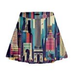Skyscrapers City Usa Mini Flare Skirt