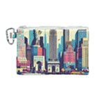 Skyscrapers City Usa Canvas Cosmetic Bag (Medium)
